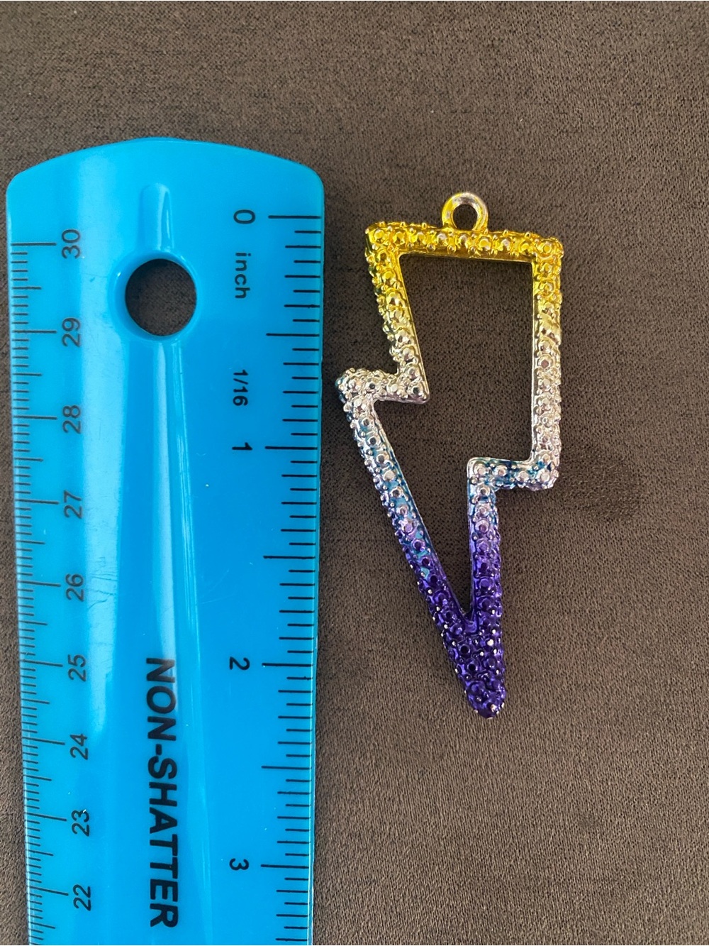 Betsey Johnson Yellow to Purple Lightning Bolt Key Charm - Picture 3 of 3